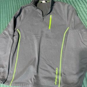 Under Armour Gray Quarter-Zip Performance Pullover with Neon Green Accents